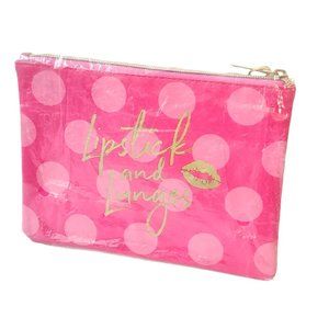 NEW Lady Jayne Glam Cosmetic Pouch - Lipstick And Lunges Gold Lettering & Zipper